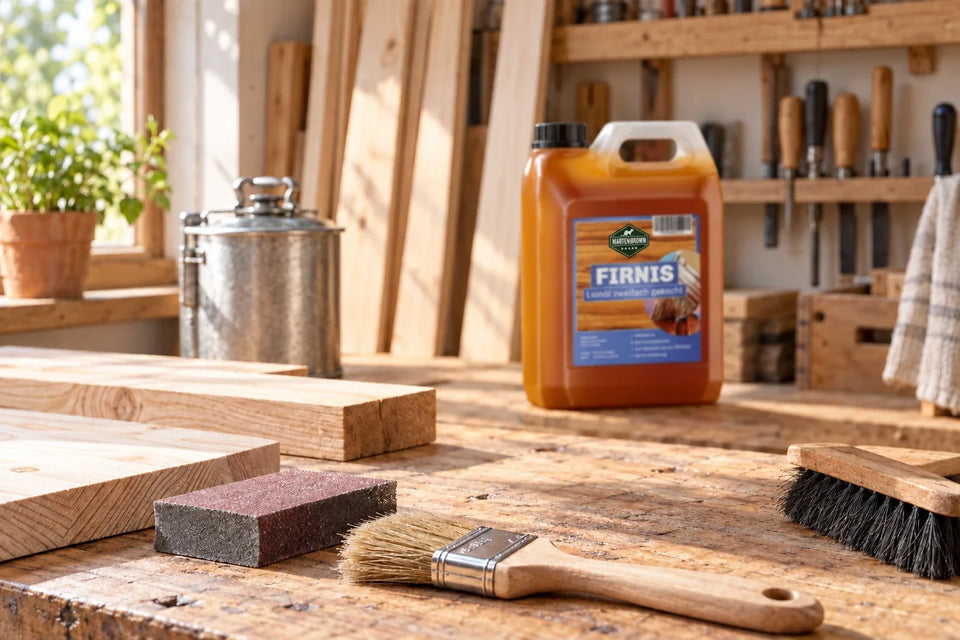 Prepare wood for linseed oil varnish: Surface and workspace