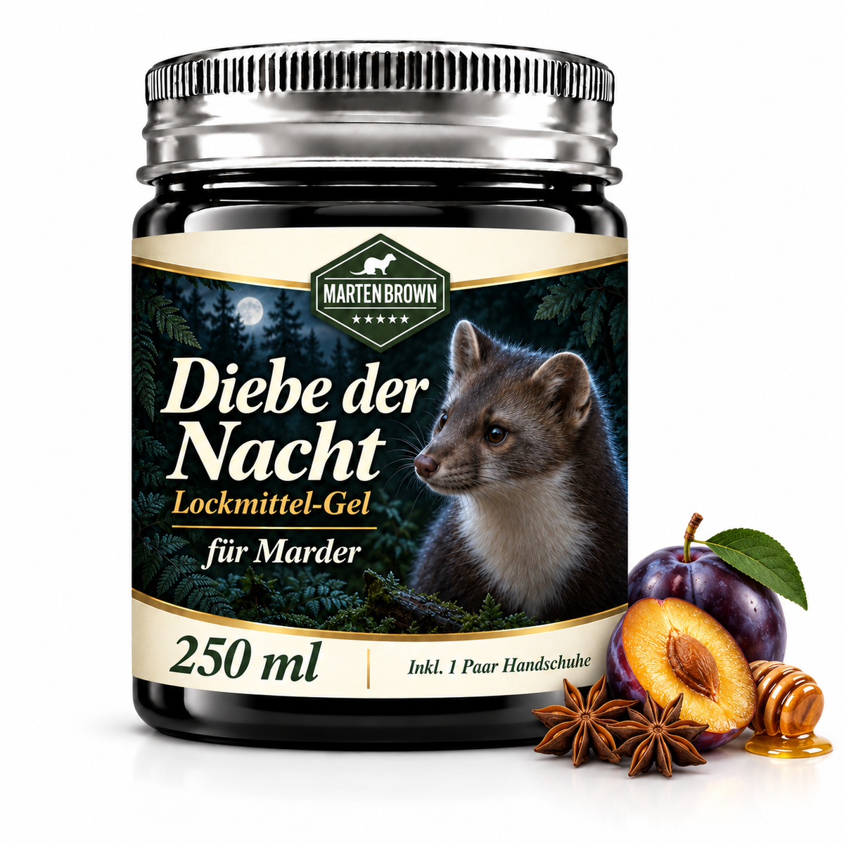 Martenbrown Diebe der Nacht: gel atrayente para martas, 250 ml, incluye 1 par de guantes