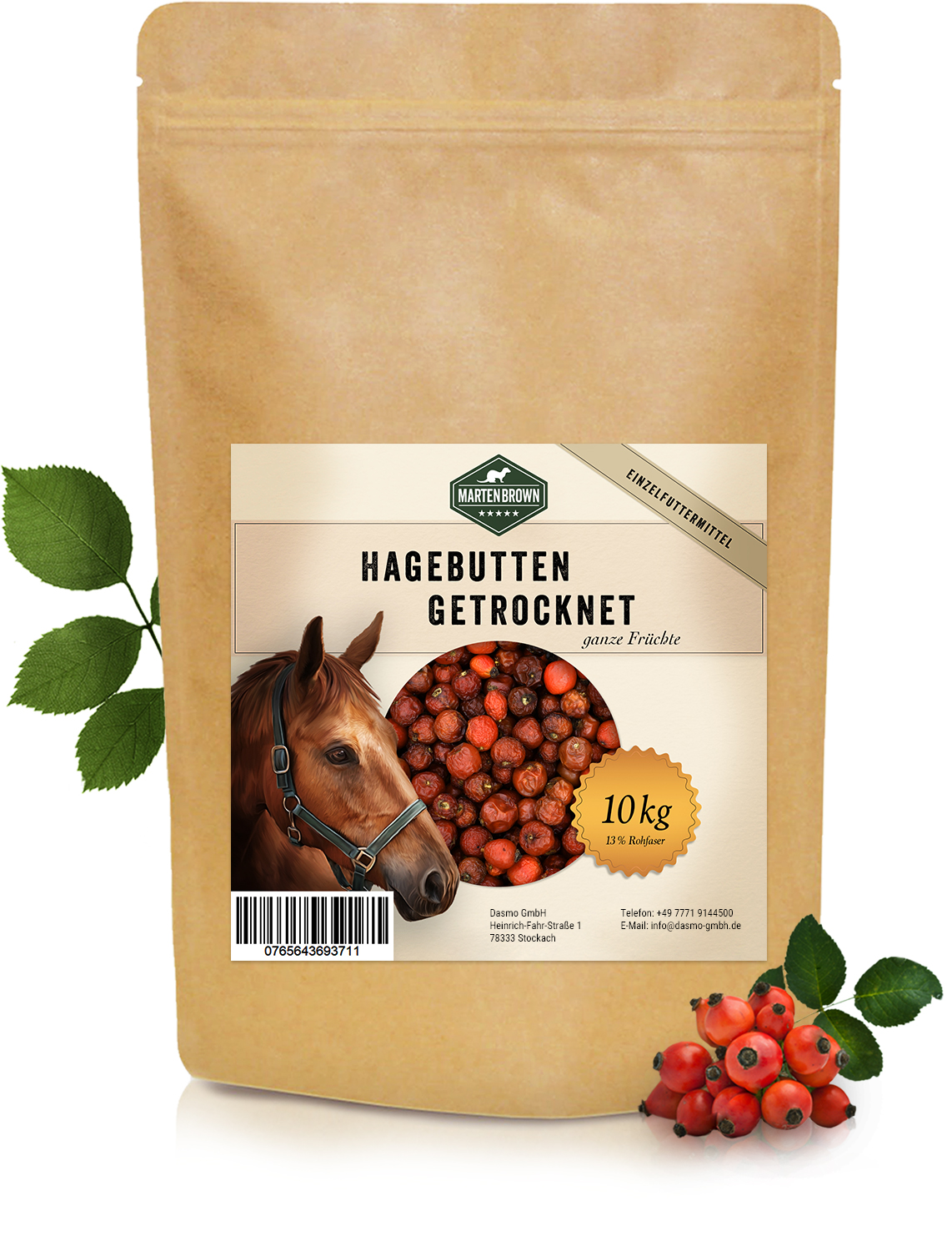 Martenbrown® Getrocknete Hagebutten für Pferde – ganz